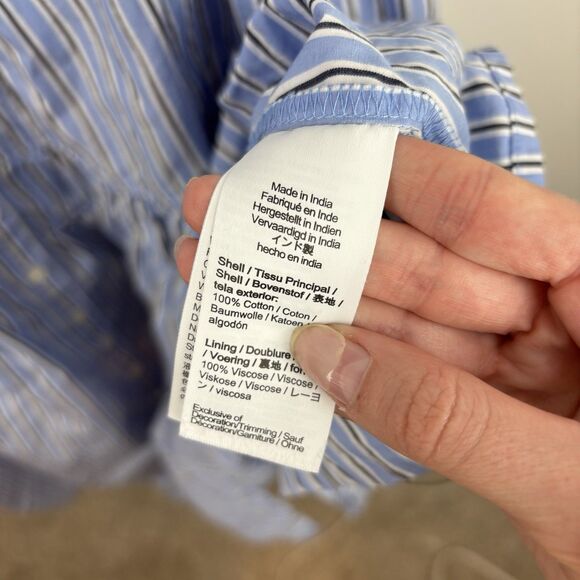 J.Crew Generative Cotton Blue Striped Tiered Midi Dress Size 6CA705‎ Summer 2024 - Picture 8 of 12